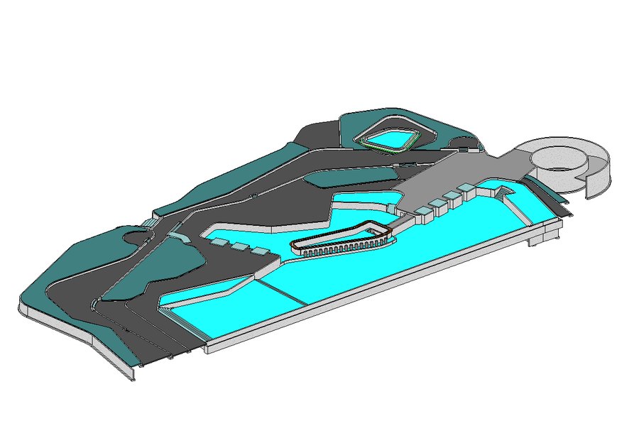 Piscine et aménagement extérieur — maquette BIM